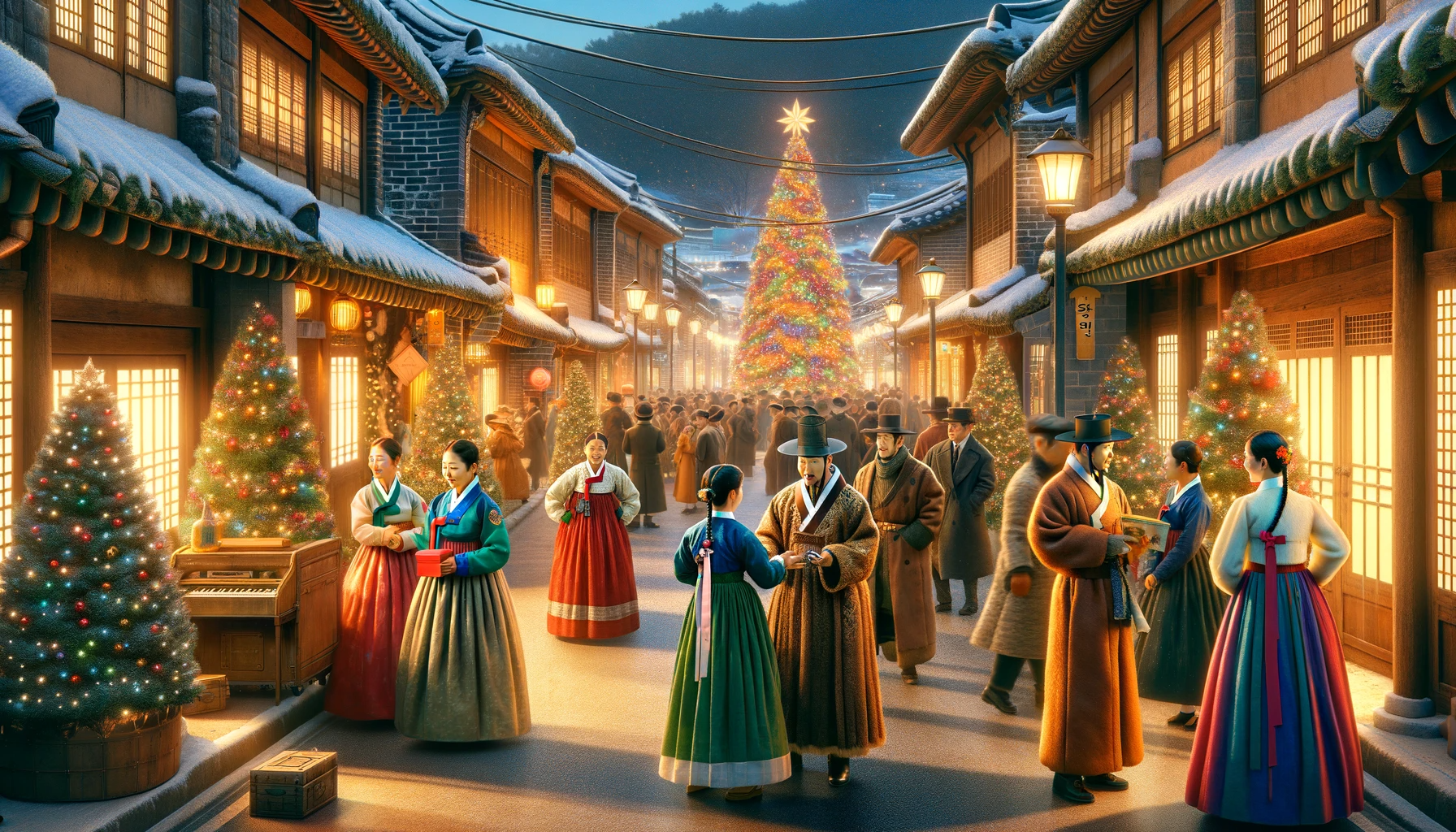 DALL·E 2023-12-19 15.07.05 - A brighter, real-life Masterpiece style image of a 1945 Christmas scene in the Gyeongseong era, South Korea. Enhance the scene with more visible Chris.png