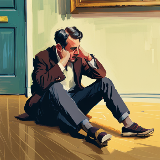 A man is frustrated and laid down on the floor.png
