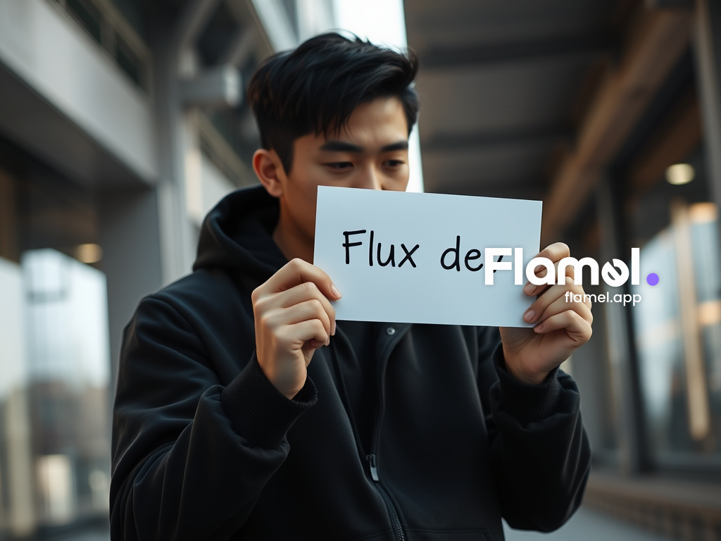 _Flux dev_ 라고 적힌 종이를 들고 있는 후드티 입은 한국인 남자, 모델 사진-ai-generated-flamel-383855.png