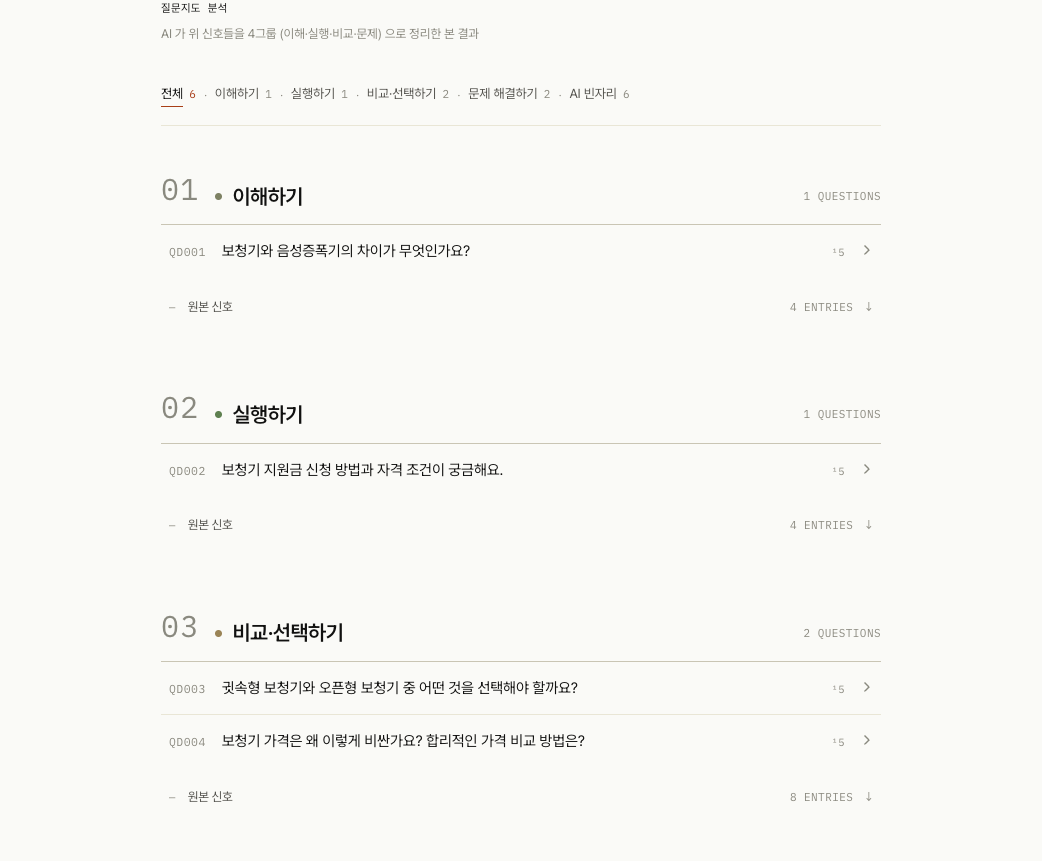 VOC 질문지도  한국어 검색 의도 분석 도구 스크린샷 4