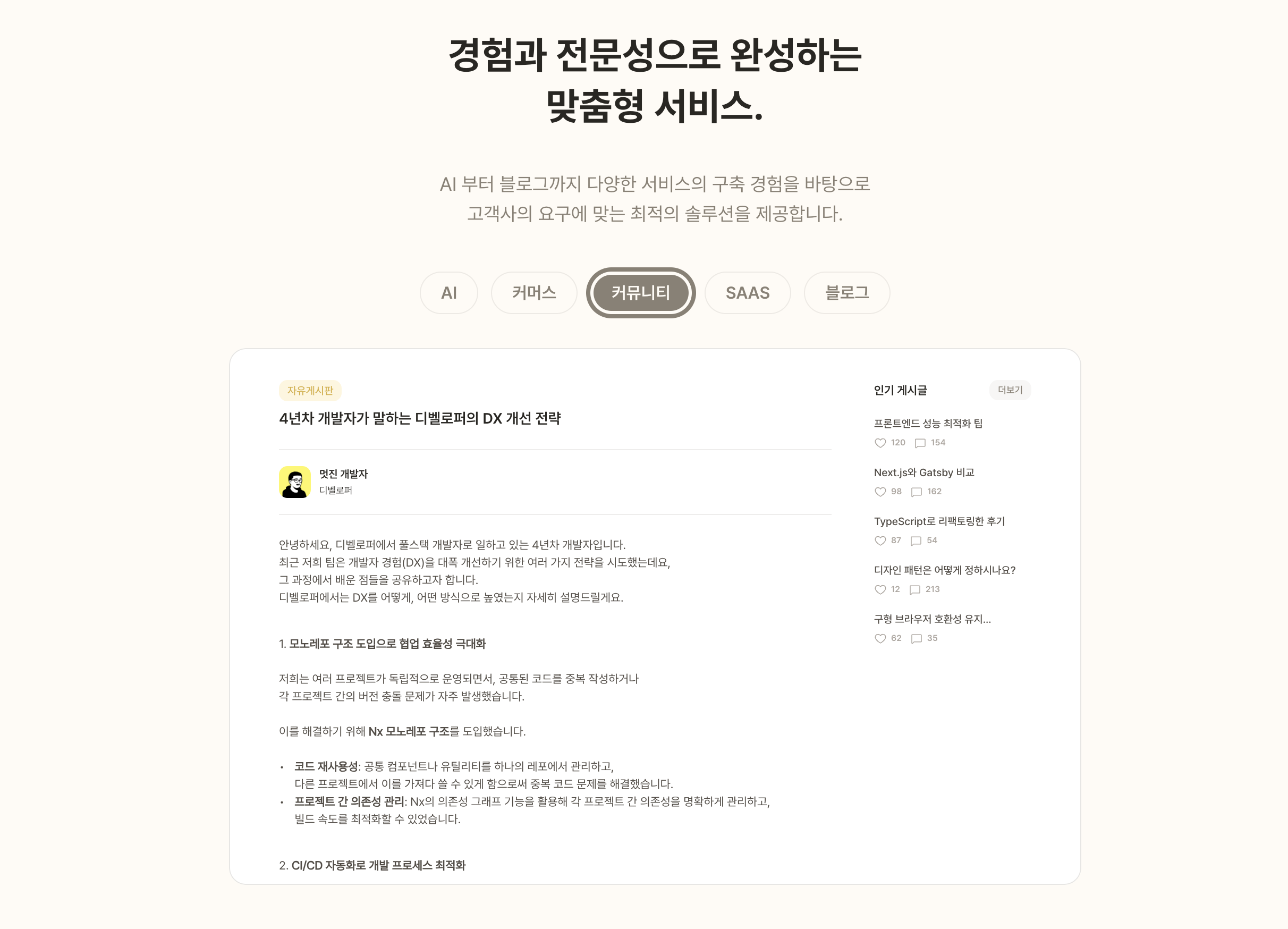 디벨로퍼. IT 아웃소싱의 표준 스크린샷 3